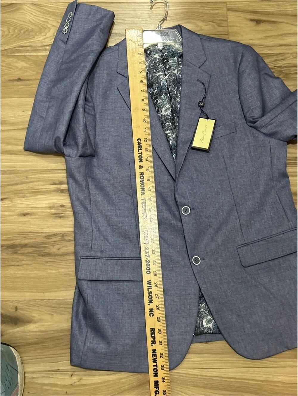 Alan Flusser Size L NWT Blue Sports Coat Blazer Lined Pockets Single Breasted